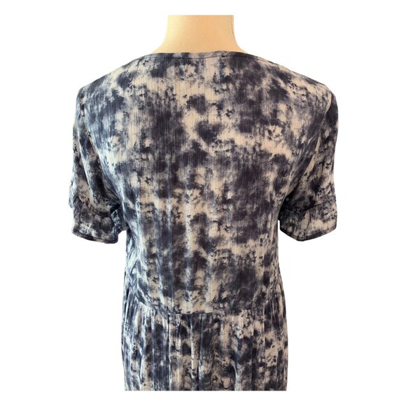 Hudson Gray Short Sleeve Drop Waist Tiered Dress Ruffle Hem Blue Tie Dye Small - Picture 8 of 16